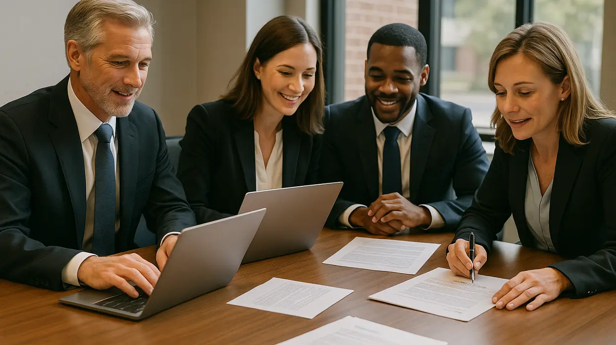 a group of lawyers in a meeting from Houston Lemon Law Lawyer A in League City, TX - League City TX