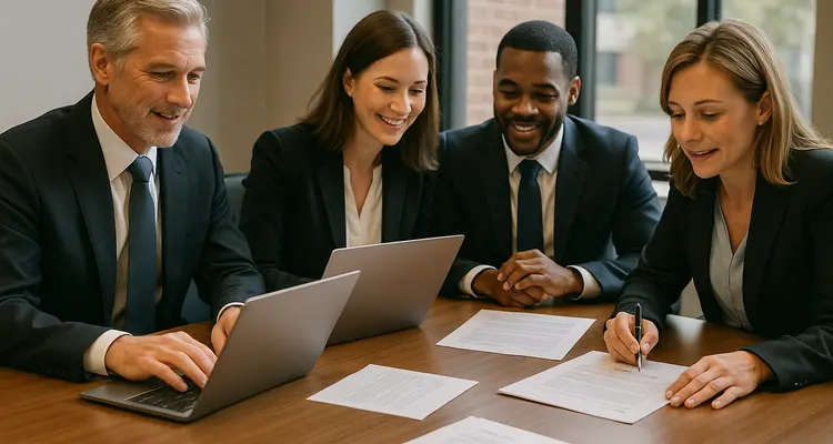 a group of lawyers in a meeting from Houston Lemon Law Lawyer A in League City, TX - League City TX