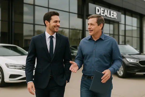 a lawyer walking with a customer and both are smiling from Houston Lemon Law Lawyer A in Pearland, TX - Pearland TX a lawyer walking with a customer and both are smiling from Houston Lemon Law Lawyer A in Pearland, TX - Pearland TX